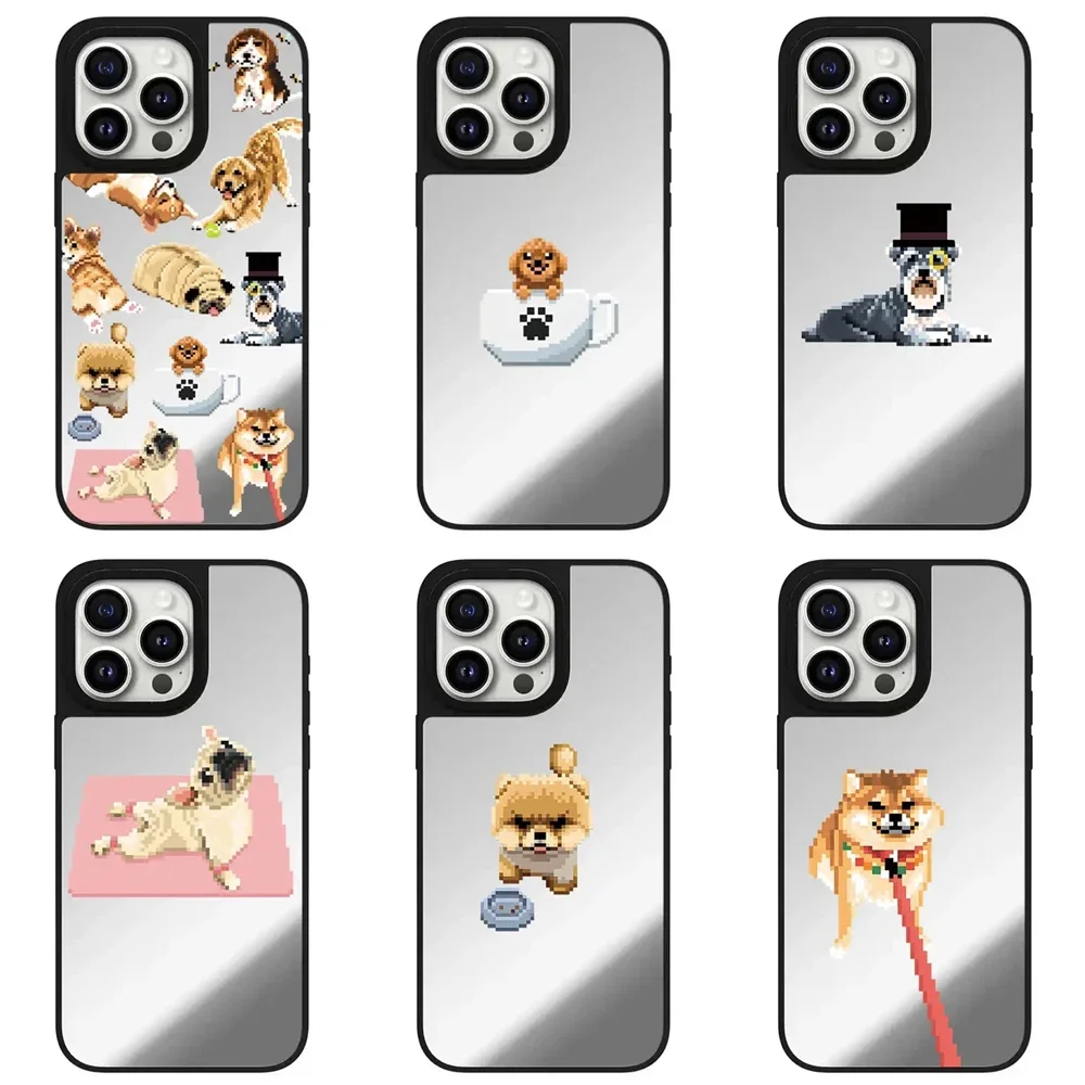 

Puppy Dog Mirror Magnetic Phone Case Cover for IPhone 11 12 13 14 15 16 Pro Max Case for IPhone 16 Pro Max