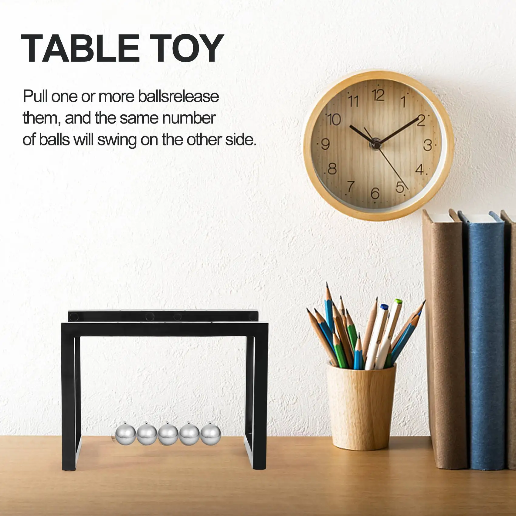 Newton Balls Cradle Balance Ball Newtons Pendulum Ornaments Home Decorations Desk Decoraction Toy Gift Black TQ