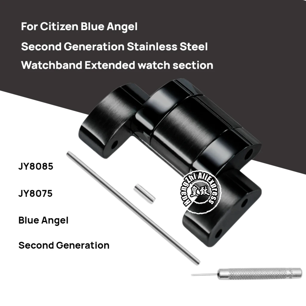 Correa de reloj curva, sección extendida para Citizen Blue Angel, segunda generación, JY8085 8075, correa de reloj de acero, hebilla de pulsera
