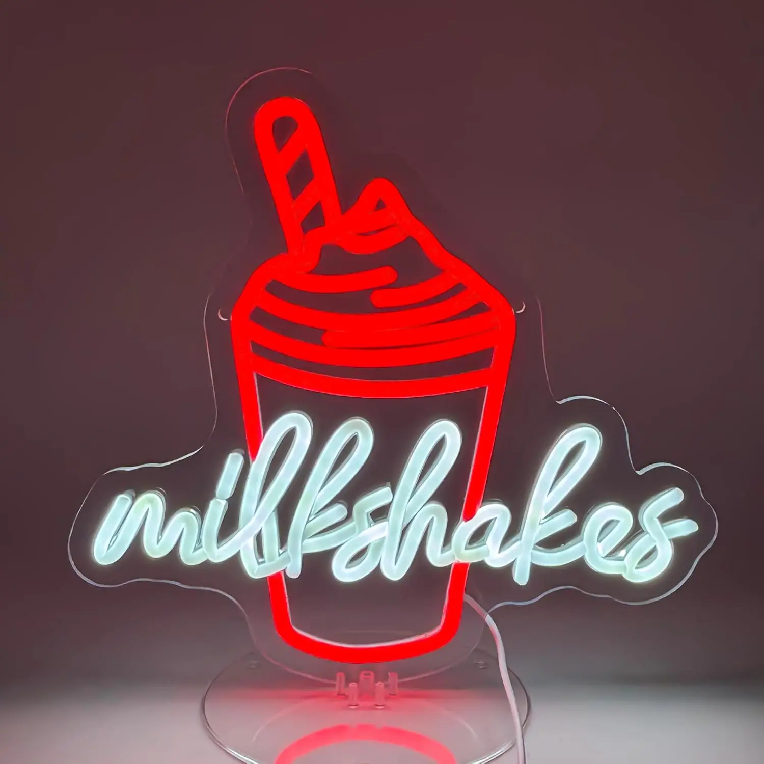 

Milkshakes Neon Sign USB LED Light Handwritten Text Dessert Shop Ice Cream Bar Diner Café Decorations personnalisé Gift