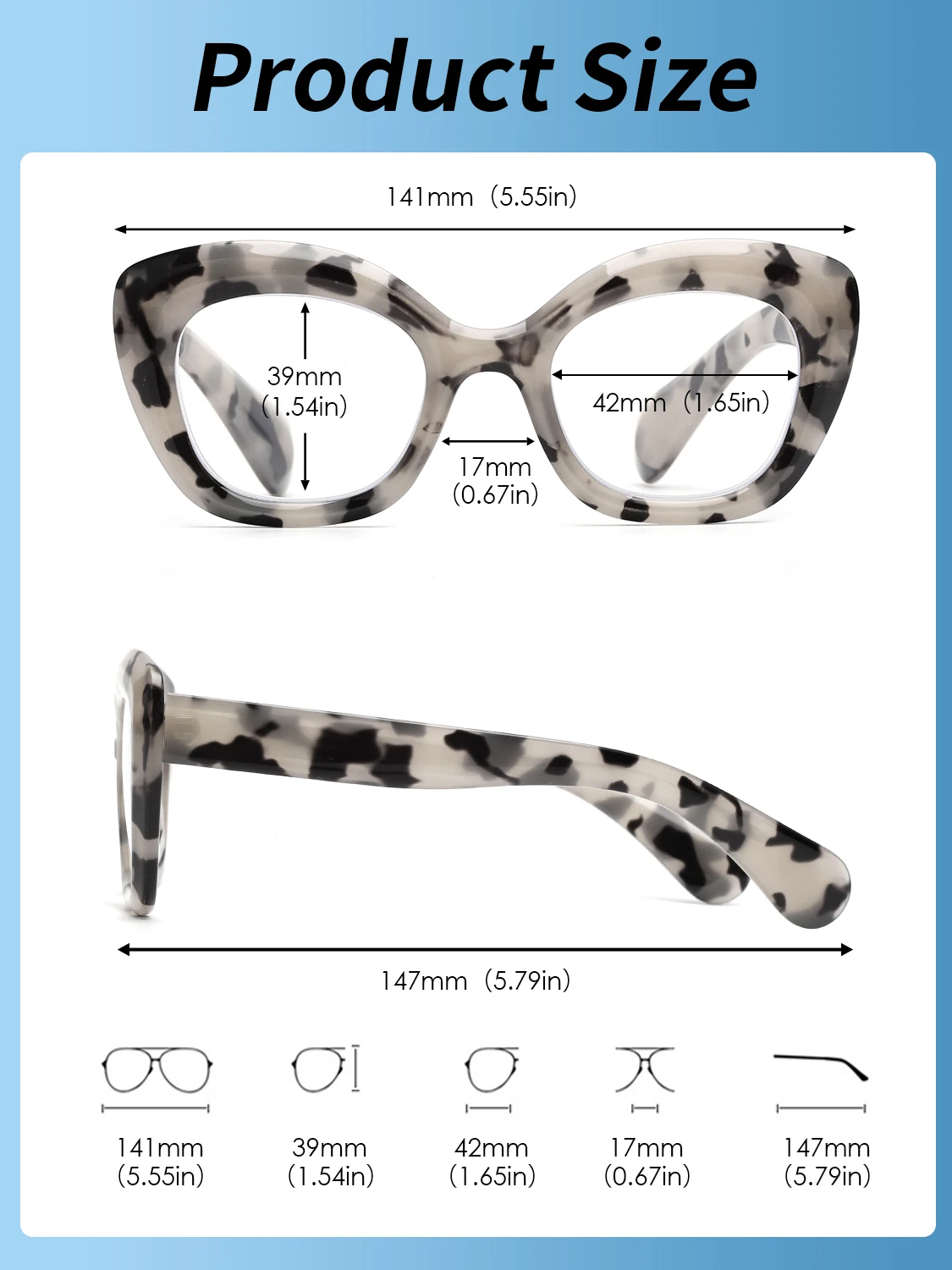 JM Cateye Reading Glasses, Blue Light Blocking Computer Reader for women men Magnifier Presbyopic Diopter