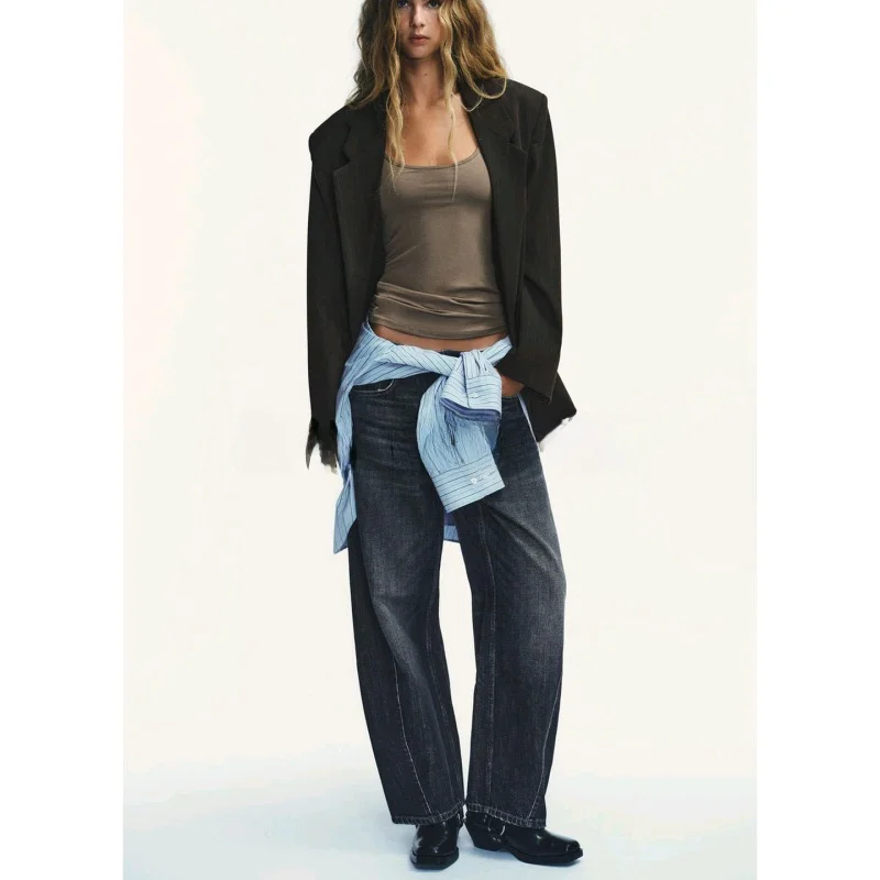 سترة نسائية جديدة للخريف بأكمام طويلة وياقة مقلوبة، تصميم فضفاض وأنيق بنمط مخطط، مصنوعة من ألياف البوليستر للارتداء اليومي #5