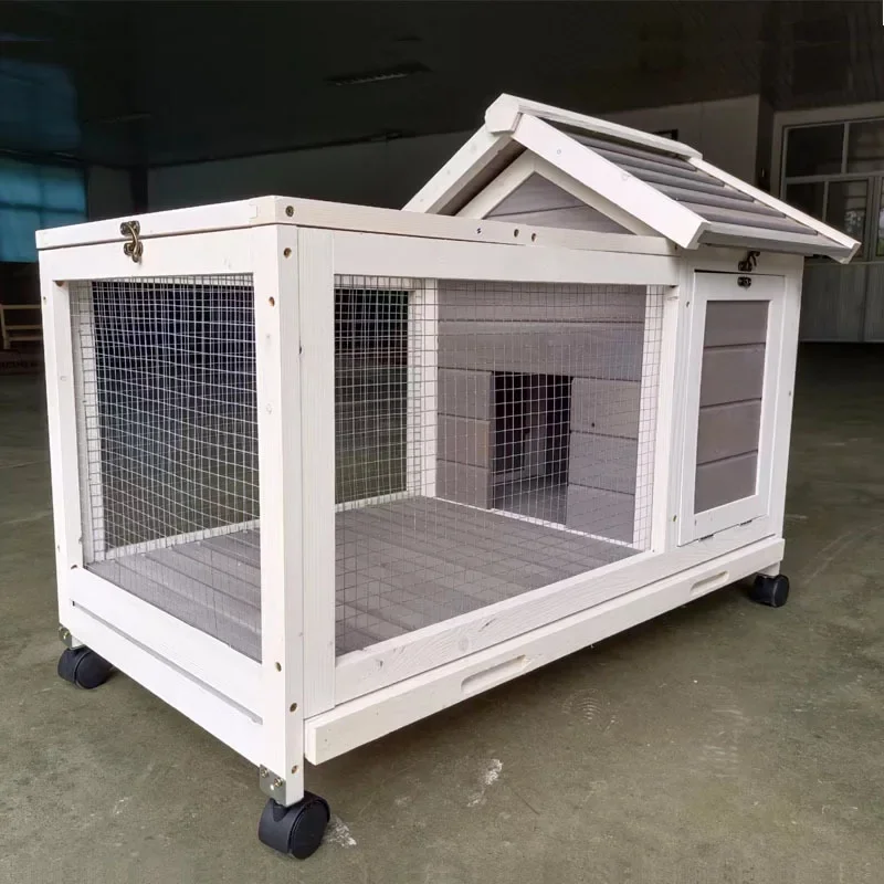 

Wooden Pet Cages Chicken Coop Outdoor Large Run Animal Cage Small Pet Nesting House Rabbit Hutch Wooden Chicken Coop with Wheel