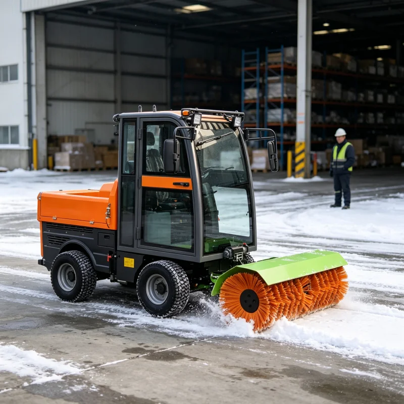 Bulk Sourcing Partner Electric Battery Power Driving Snow Sweeper Offering Easy Operation For Parking Lots To Clear Snow Fast