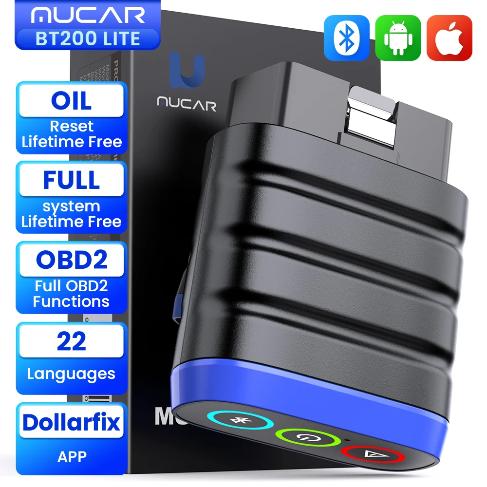 MUCAR BT200 Lite OBD OBD2 Scanner All System Diagnosis Auto VIN Scan Tool Full OBD2 Functions Check Engine Auto Code Reader
