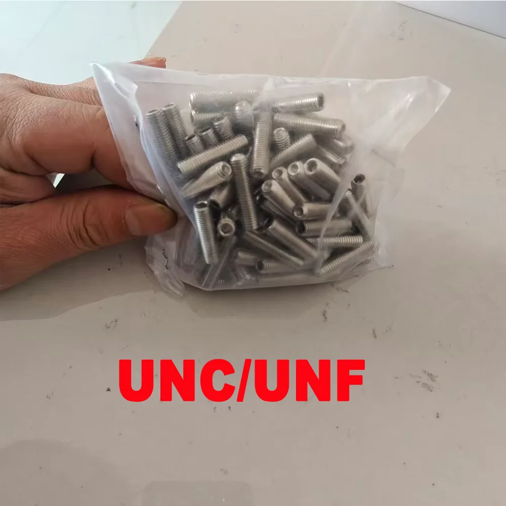 

SUS304 Stainless Steel 1/4" Grub Screws | UNC/UNF DIN 916 Cup Point Headless Allen Set Screws