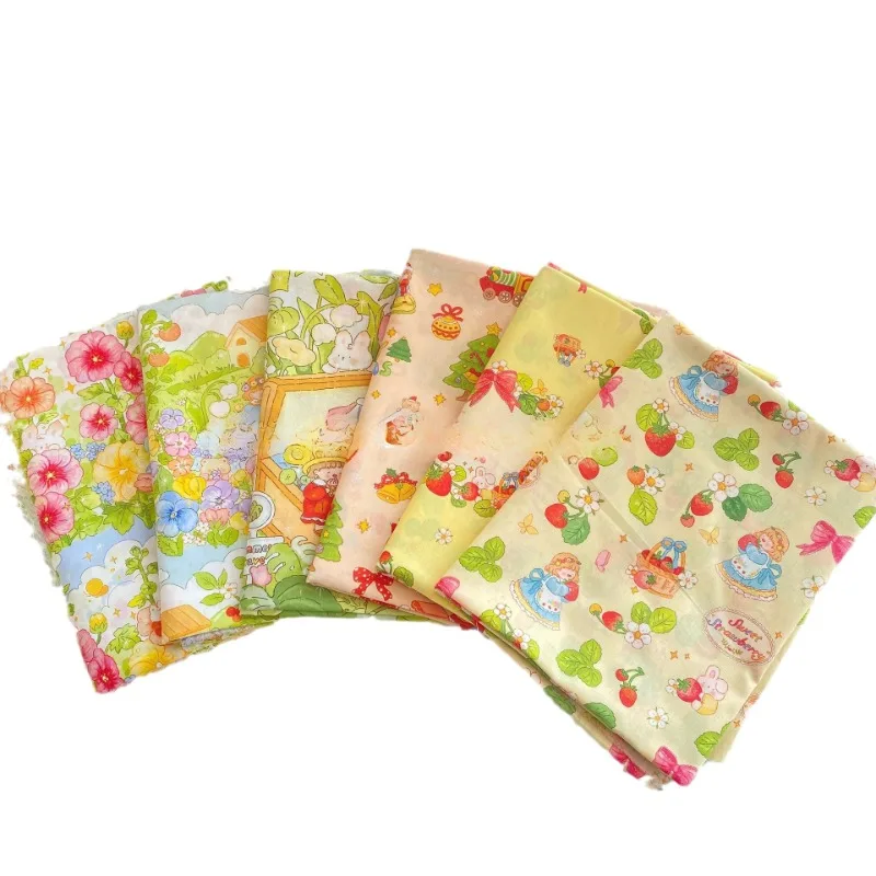 0.5/1/2 Yard Christmas Printed Fabric 100% Cotton Illustration Floral Cloth for Clothing, Parent-Child Outfits, Bags, DIY Crafts 5
