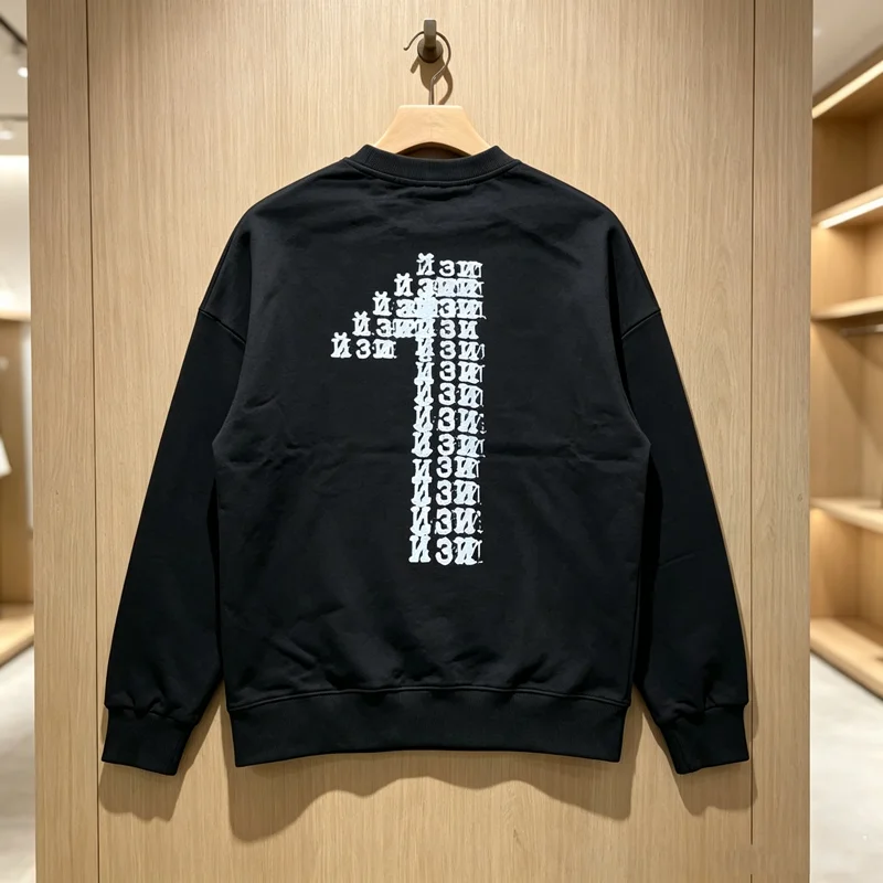 Свитшоты с логотипом Big Number 1 Vultures Kanye West, с круглым вырезом, для мужчин и женщин, черные, свободного кроя, в уличном стиле, пуловеры