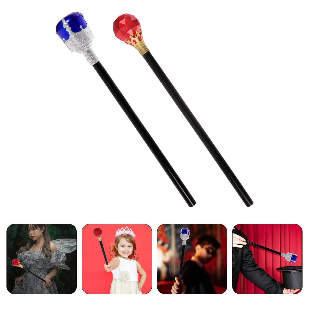 2 Pcs King Scepter Party Stick Scepters for Kids Makeup Costume Props Cosplay Plastic Decorative