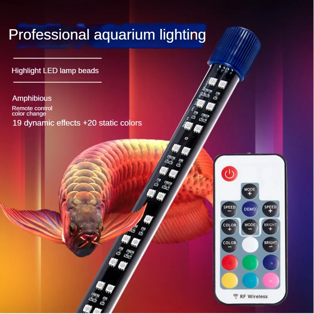 Aquarium LED Light ,Arowana LED Fish Tank Light,Submersible Aquarium Plant Light, 7 Light Color Modes Change,Remote Control