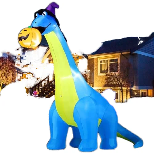 Halloween 10 FT Tall Dinosaurs Eating Pumpkin Inflatable Outdoor Decorations LED for Yard Garden Party Lawn Decorations