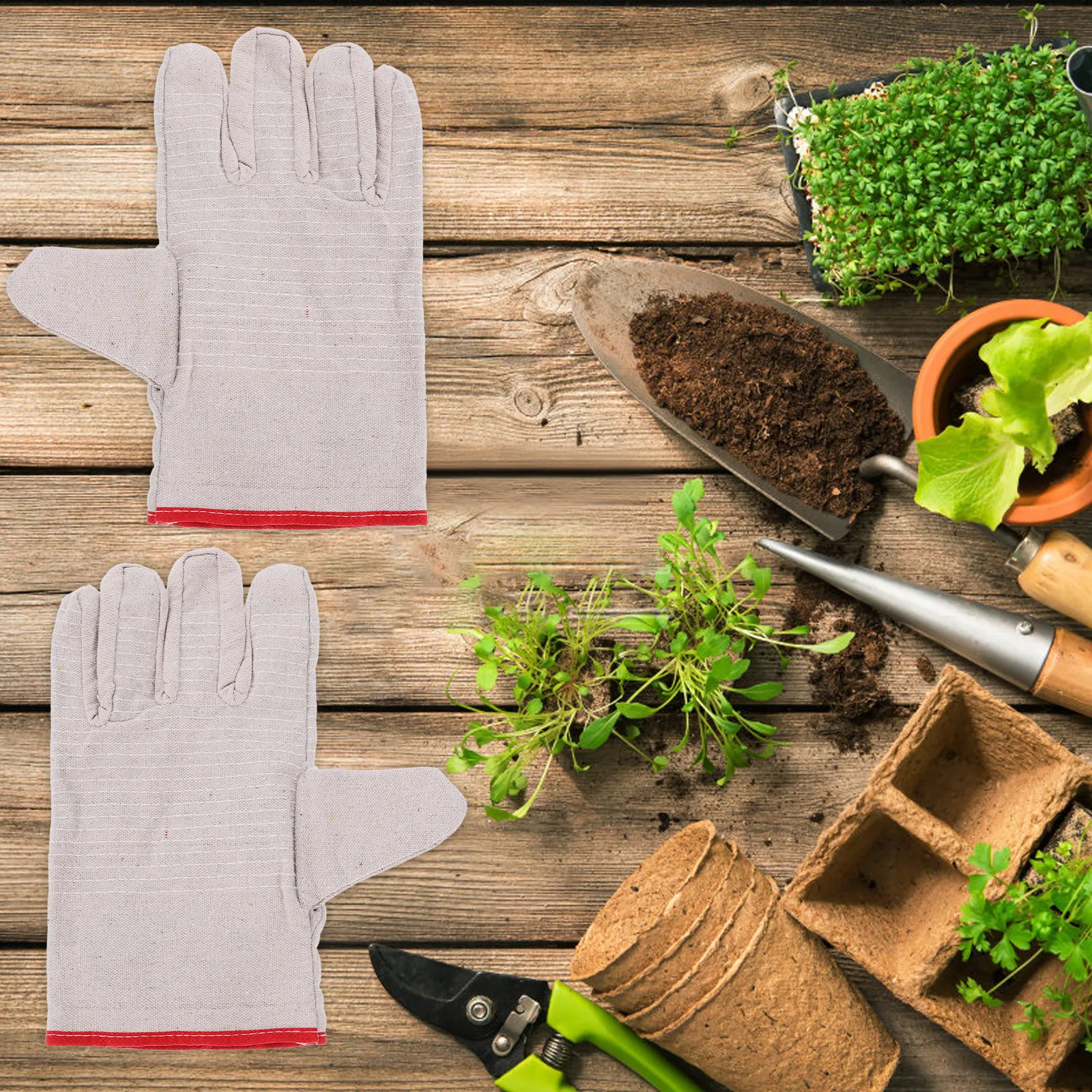 

1Pair Thick Lined Cotton Yarn Protective Gloves Non Slip Gardener Gloves for Outdoor Garden Weeding Heavy Machinery Work