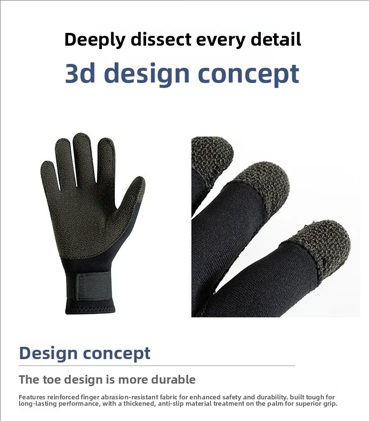 3/5mm Verdicken Kevlar Tauchen Handschuhe Kratzfest Fisch Jagd Warme Handschuhe Deep Dive Unterwasser Speerfischen Skifahren Handschuhe – Detail 8