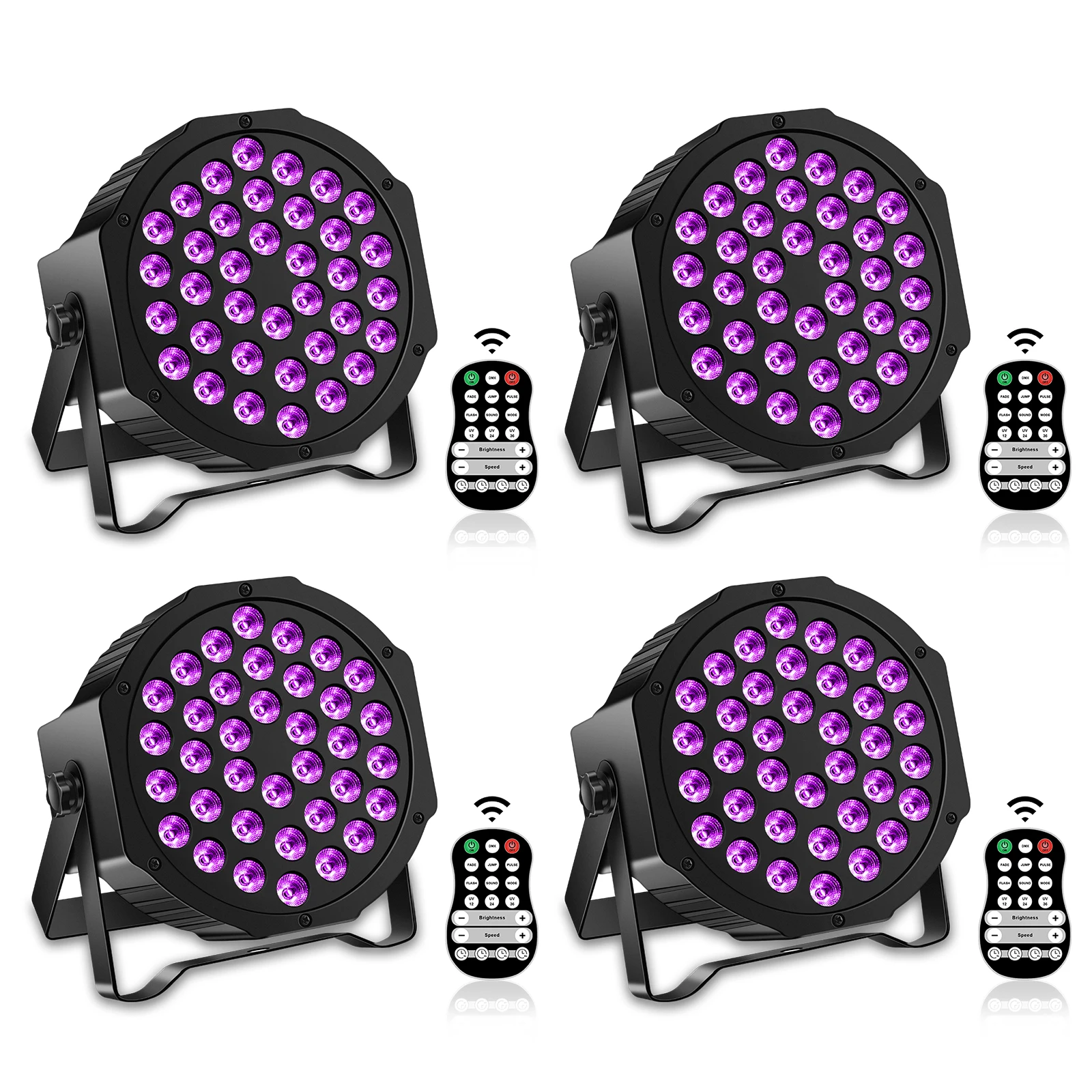 U'King 4PCS 36 LED Stage Flat Par Lighting Effect RGBW DMX512 Voice-activated Colorful Light for DJ Disco Party Bar Show Lights