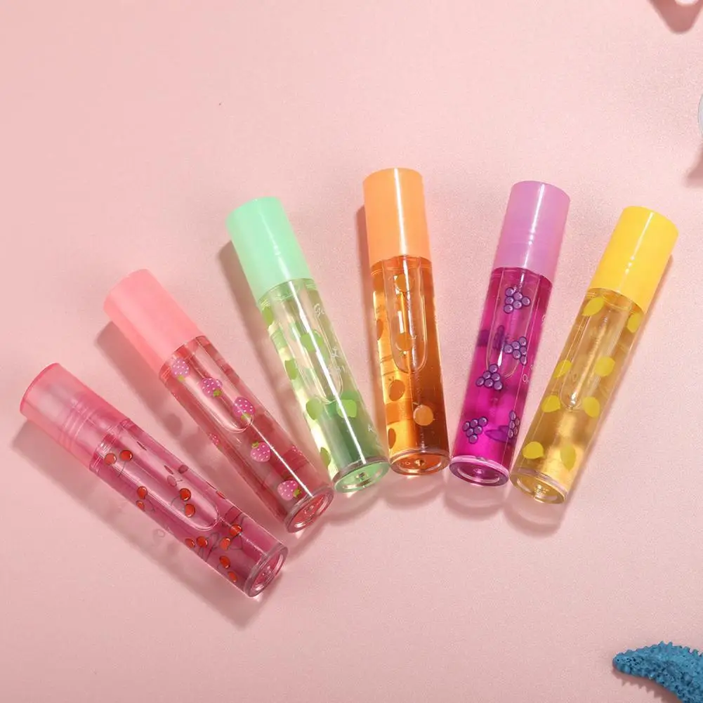 1pcs 6 Colors Roll-on Fruit Essence Lip Balm Lip Oil Lip Moisturizing Mirror Primer Lip Lipstick Hydrating random Gloss Transpar