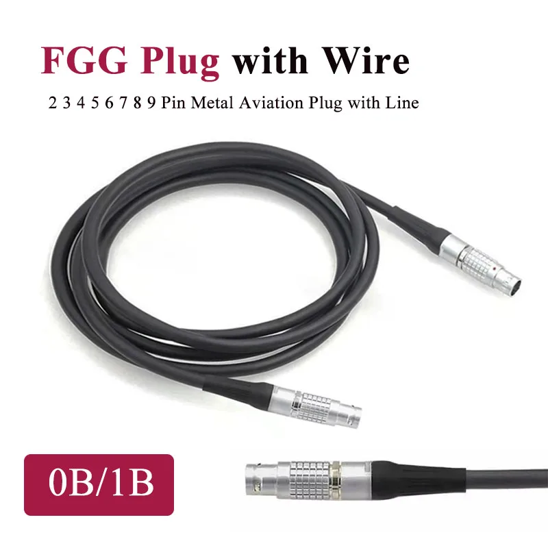 FGG 0B 1B Self-locking Plug Power Line Compatible with REMO Connector 2 3 4 5 6 7 8 9 Pin Metal Aviation Plug with 0.5-5 M Wire