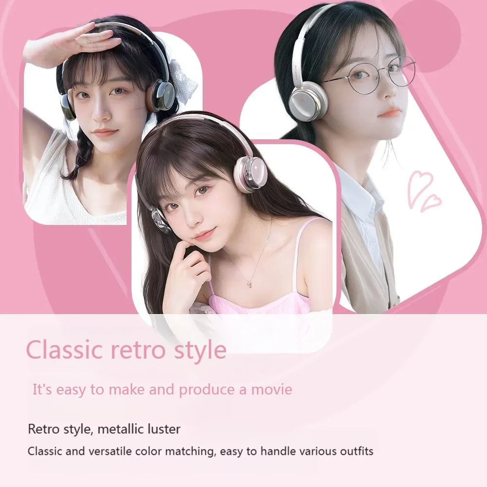 

Snowsky Anytime Retro On-Ear Wireless Headphones Bluetooth 5.4 ANC Noise Cancellation 40mm Driver Lightweight Headset For Gaming