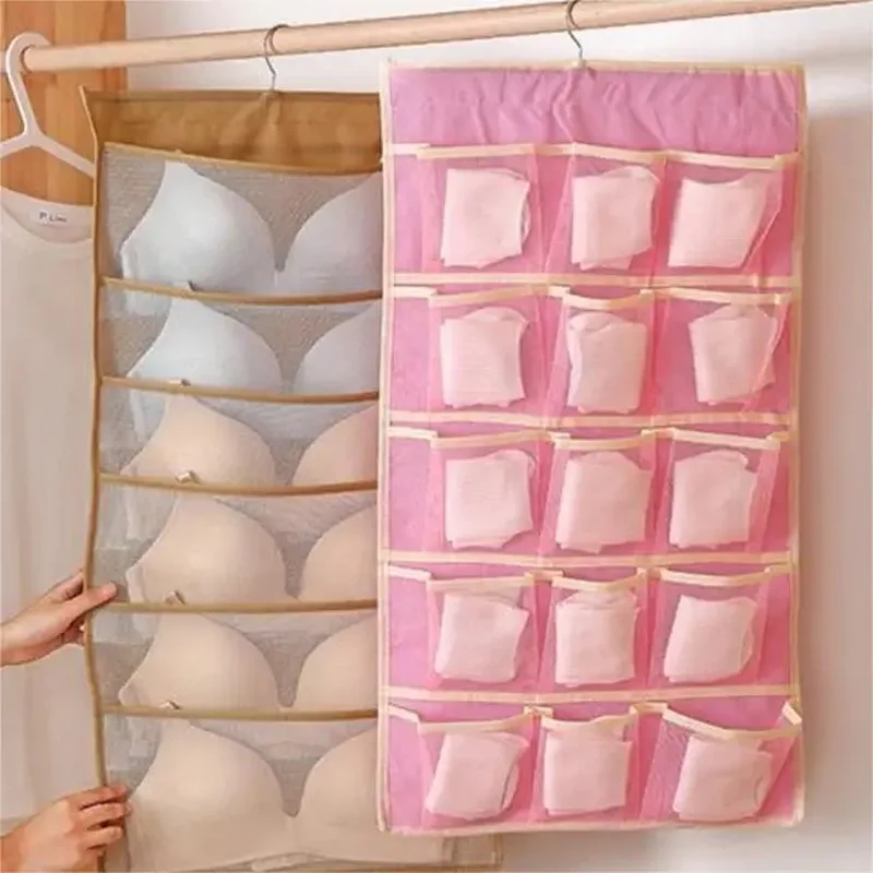 Hanging Door Organizer Closet Non-woven Two Sides Wall Pocket For Panties Small Things Underwear Storage Range Socks Space Saver