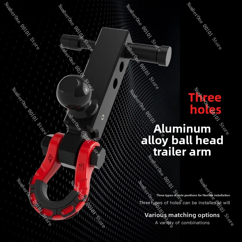 Ball Head Tow Arm 2inch Base Universal Model Off-Road Rescue Towing Black Chrome Plated Ball Head
