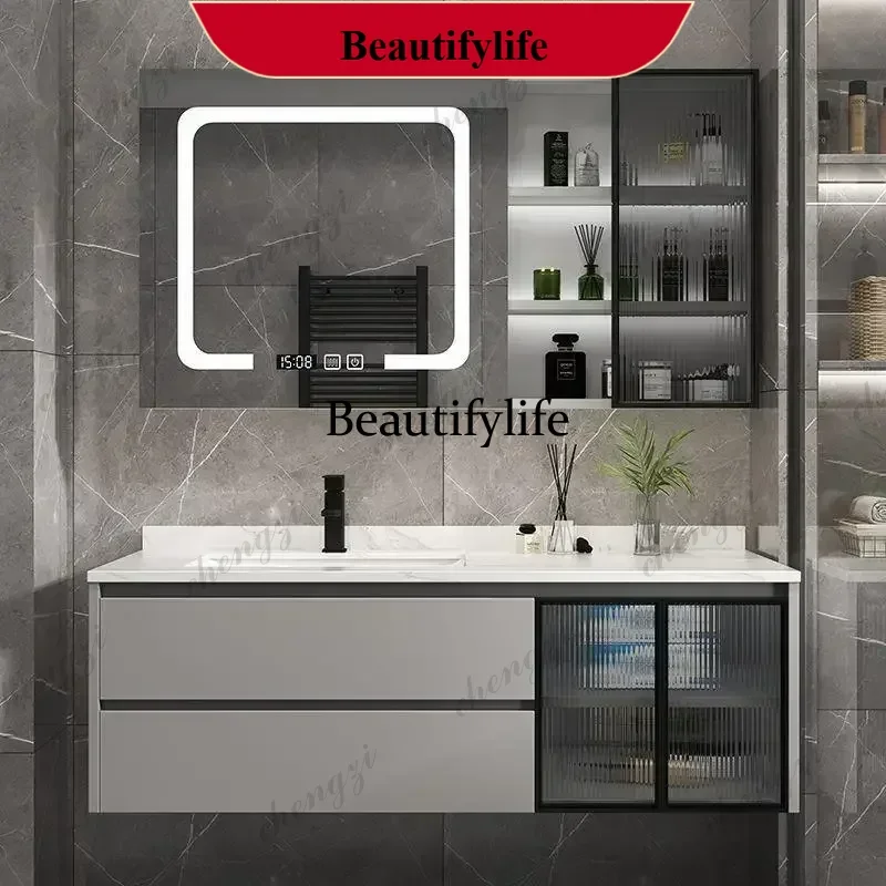 Skincare Trendy Bathroom Cabinets Intelligent Mirror Cabinet Integrated Washbasin Bathroom Vanity Gabinete Trendy Furniture