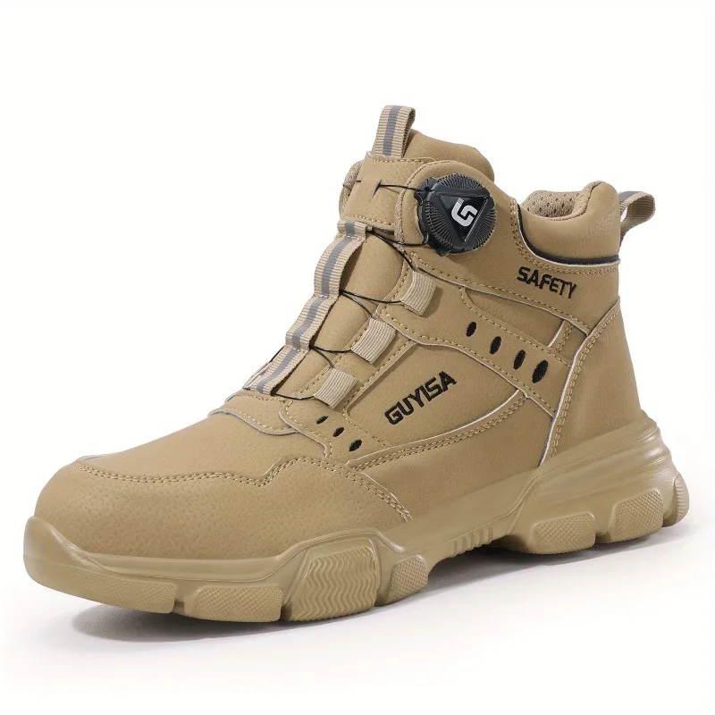 Rotating Button Men Boots Anti-smash Anti Puncture Safety Shoes Men Work Boot Steel Toe Security Indestructible Shoe