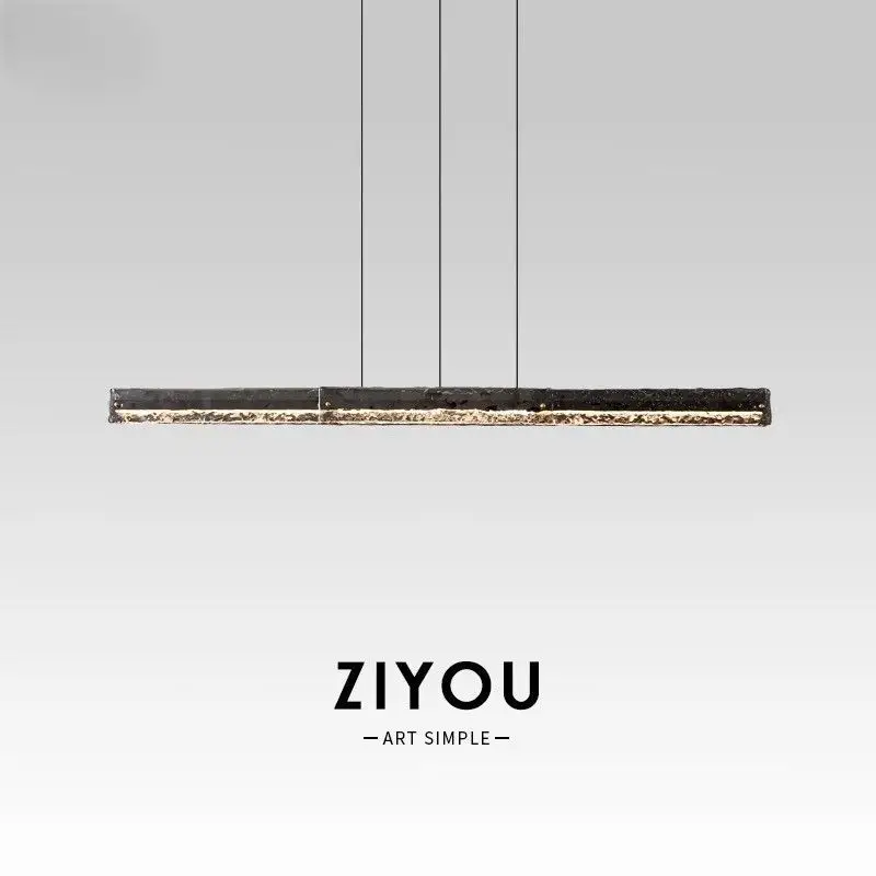 

Copper Light Luxury Restaurant Pendant Light Italian Minimalist Creative High-end Bar Counter Island Table Straigh Strip Glass