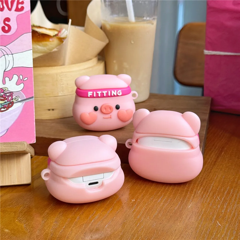 For Xiaomi Redmi Buds 3 4 Pro Lite Active Earphone Cases Cartoon Pig Soft Silicone Protective Cover For Xiaomi Buds Accessories