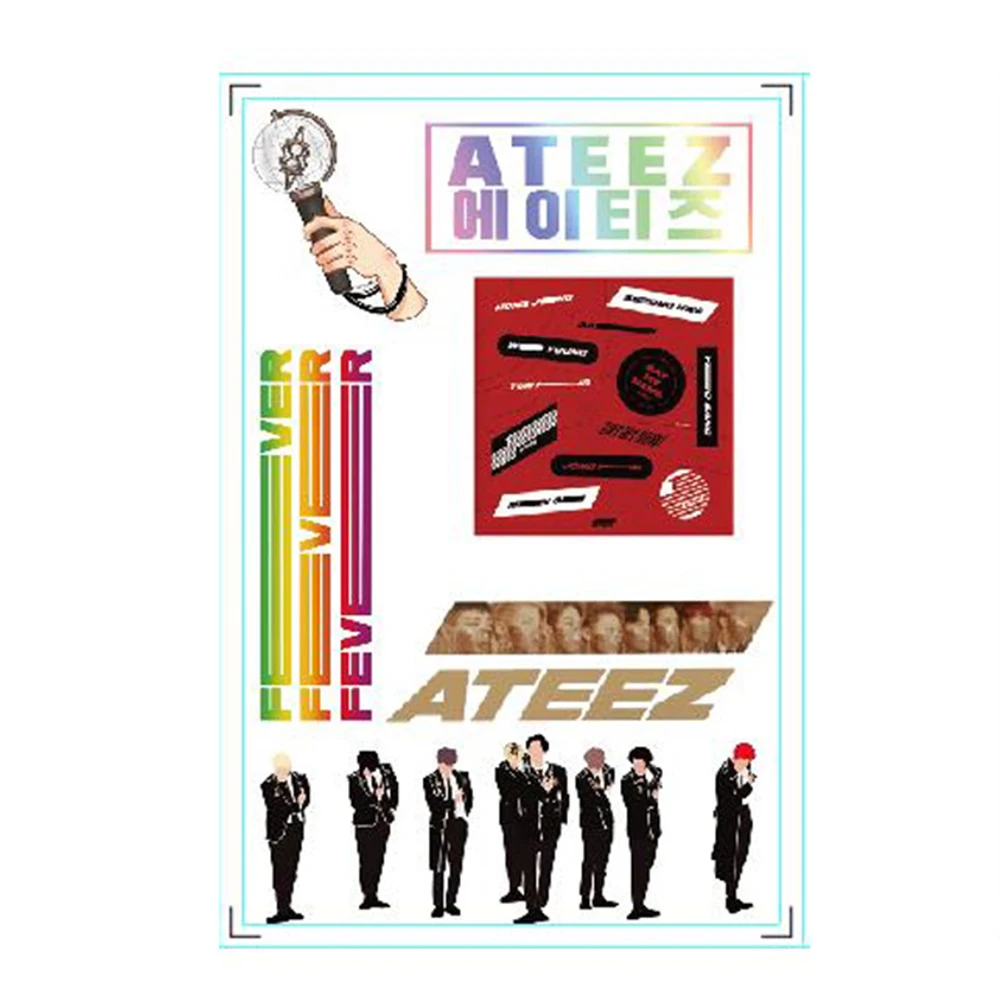 KPOP ATEEZ HD Photo Printing PVC Waterproof Stickers San Wooyoung Hongjoong Diary Cup Luggage Decorative Decals Fans Collection