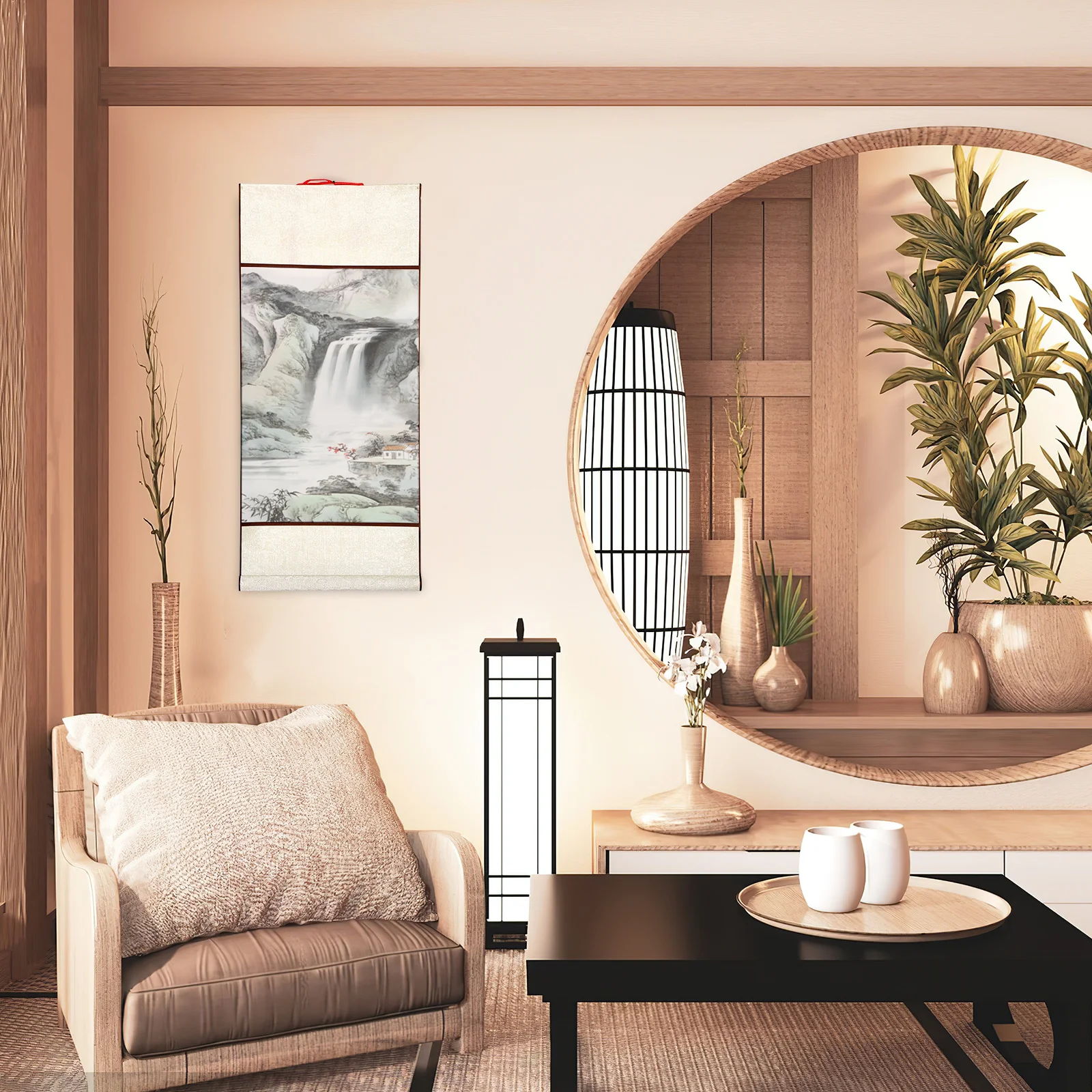 

2Pcs Premium Chinese Calligraphy Paper Scroll Thickened Blank Hanging Scroll for Painting Drawing and Home Decor