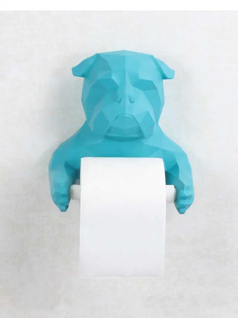 Imagem -04 - Suporte de Toalha de Papel de Resina Nórdica Geométrica de Parede Buldogue Cão Caixa de Tecido Banheiro Cozinha