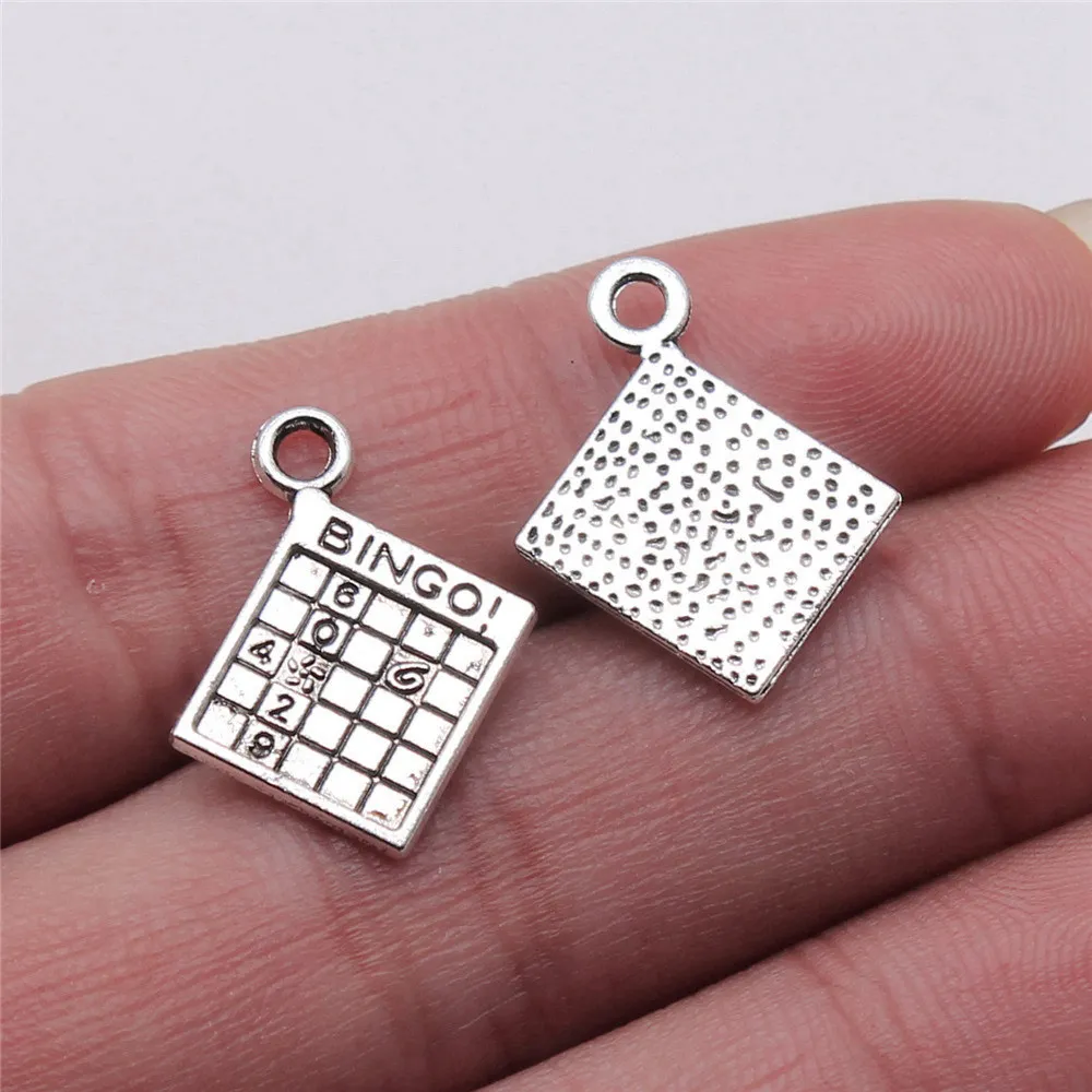 10pcs/lot 15x17mm Bingo! Minesweeper Charms For Jewelry Making Antique Silver Color 0.59x0.67inch