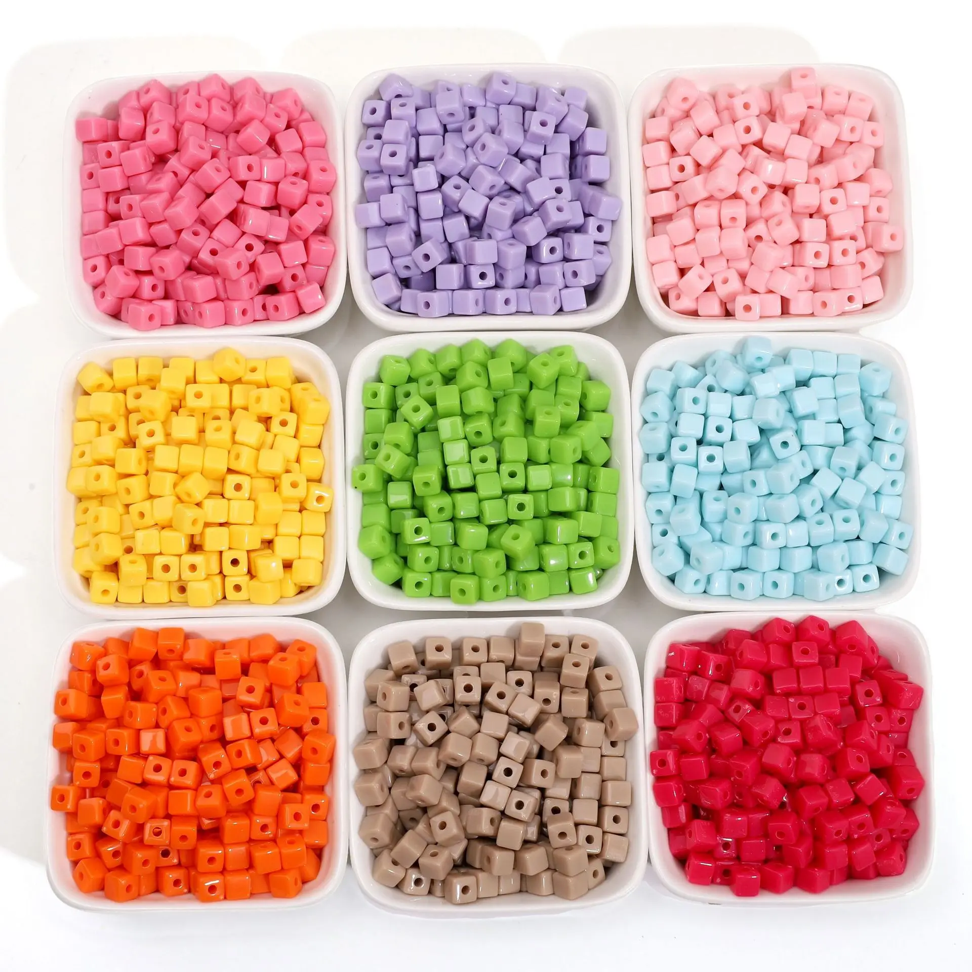 

40g/lot Acrylic Square Beads 5mm Colorful Large Hole Acrylic Beads Loose Spacer Bead For DIY Jewelry Making Bracelet Necklace