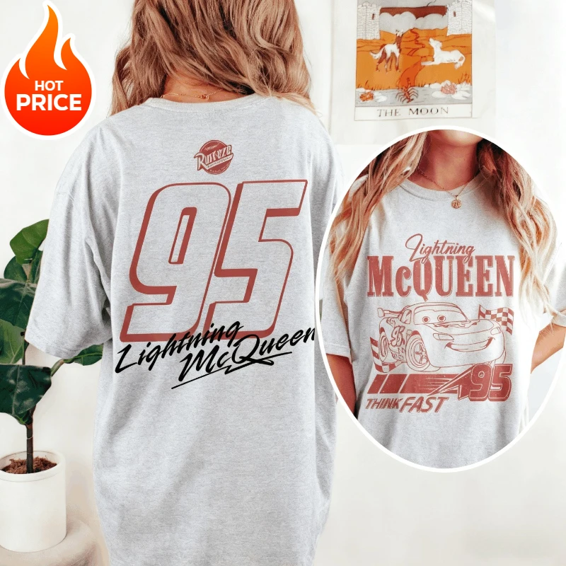 ديزني البرق ماكوين صبي فتاة 2026 تيشيرت صيفي الأسرة الوالدين ملابس أطفال المتضخم عادية فضفاض الرجال النساء قصيرة الأكمام