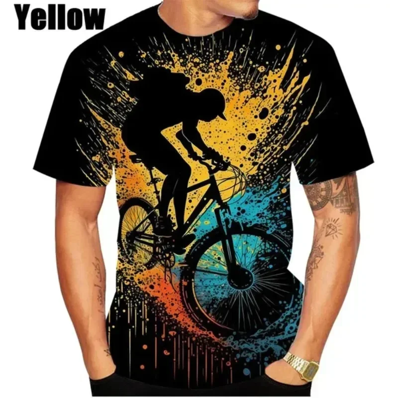 

New Men's Bicycle Clothing 3D Printed Bicycle Graphics Clothing Large Round Neck Short Sleeve Top Outdoor Men's T-shirt 2024