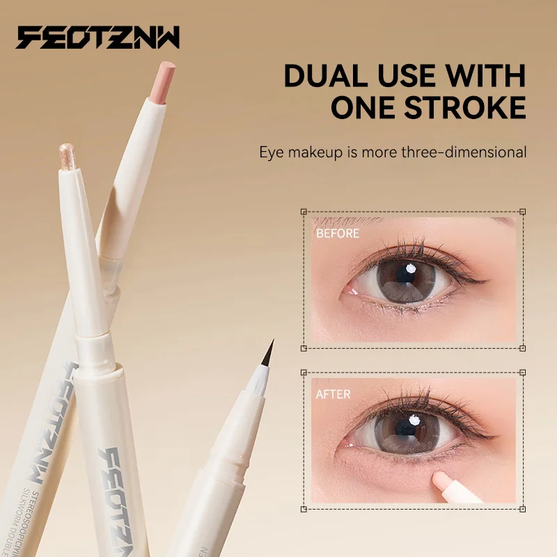 Feotznw Stylo tridimensionnel à double tête, éclaircissant tridimensionnel, sans bavures, utilisez les lèvres et les yeux