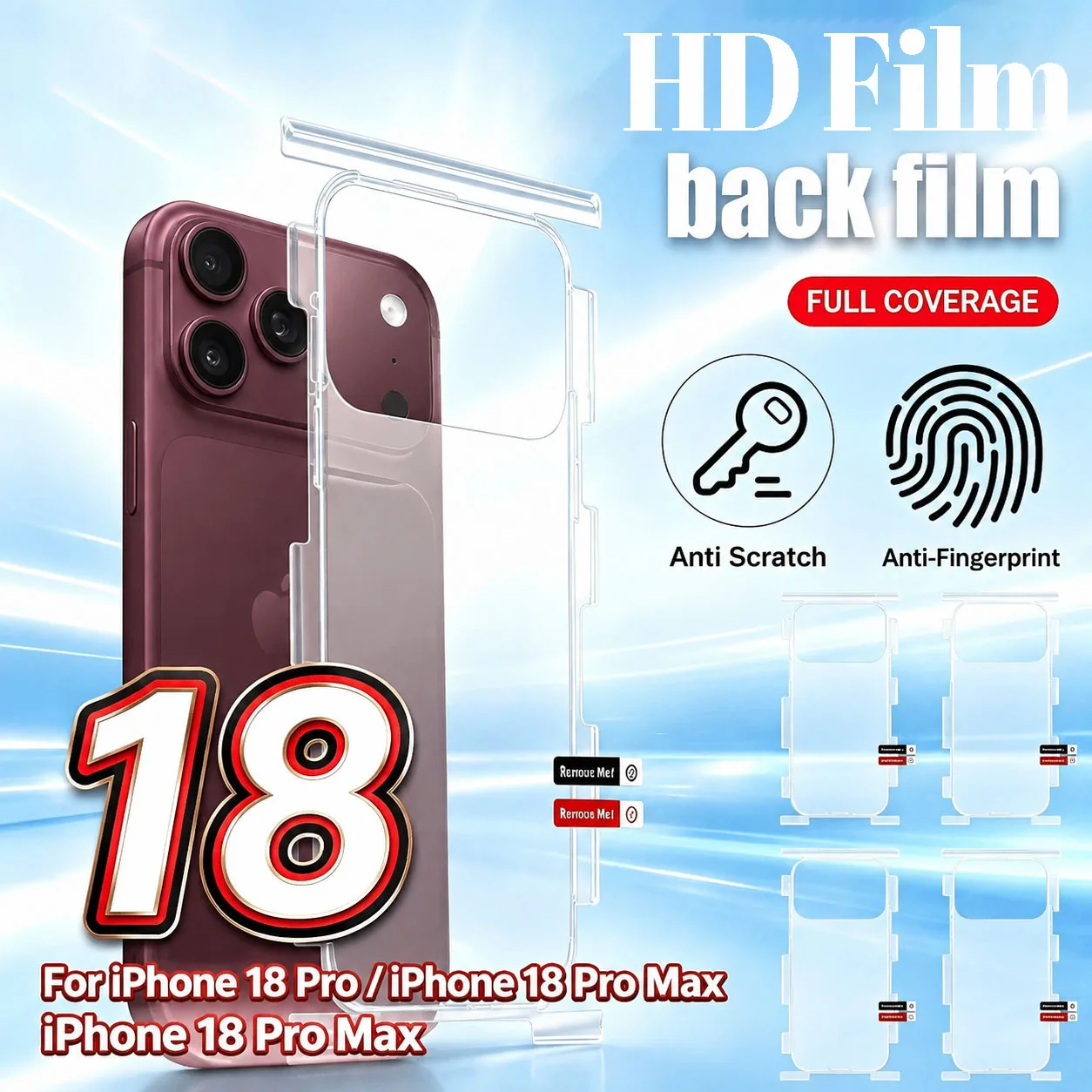 Back+Frame Hydrogel Film For iPhone 17 17Air 18 Pro Max Clear Full Protection Border Side Back Protector Soft Films Not Glass