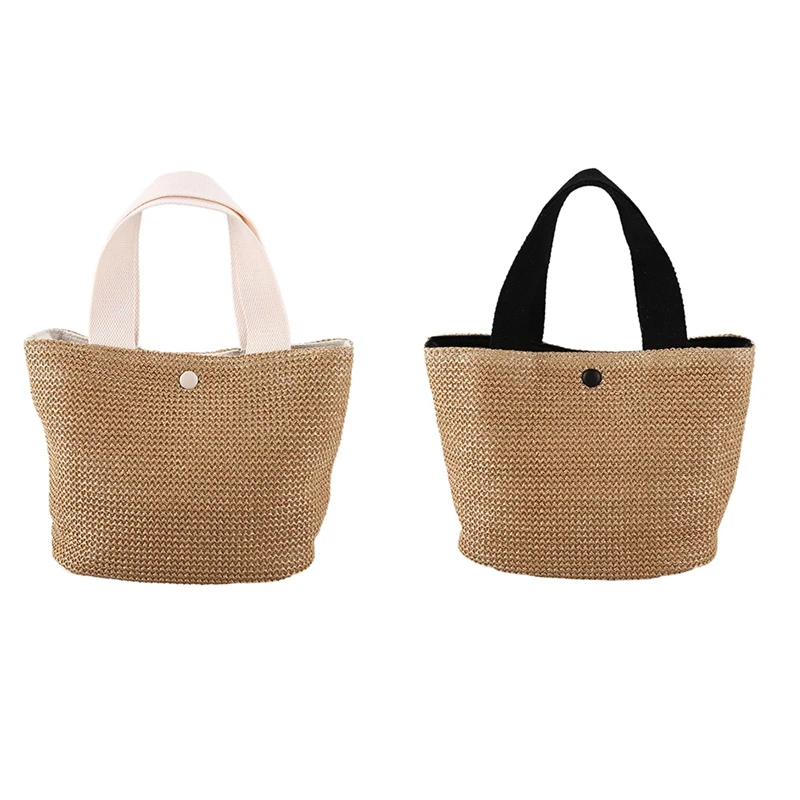 New Women Braided Basket Straw Bag Hand Woven Basket Handbag Summer Bohemians Beach Bag Ladies Handbag Easy To Use