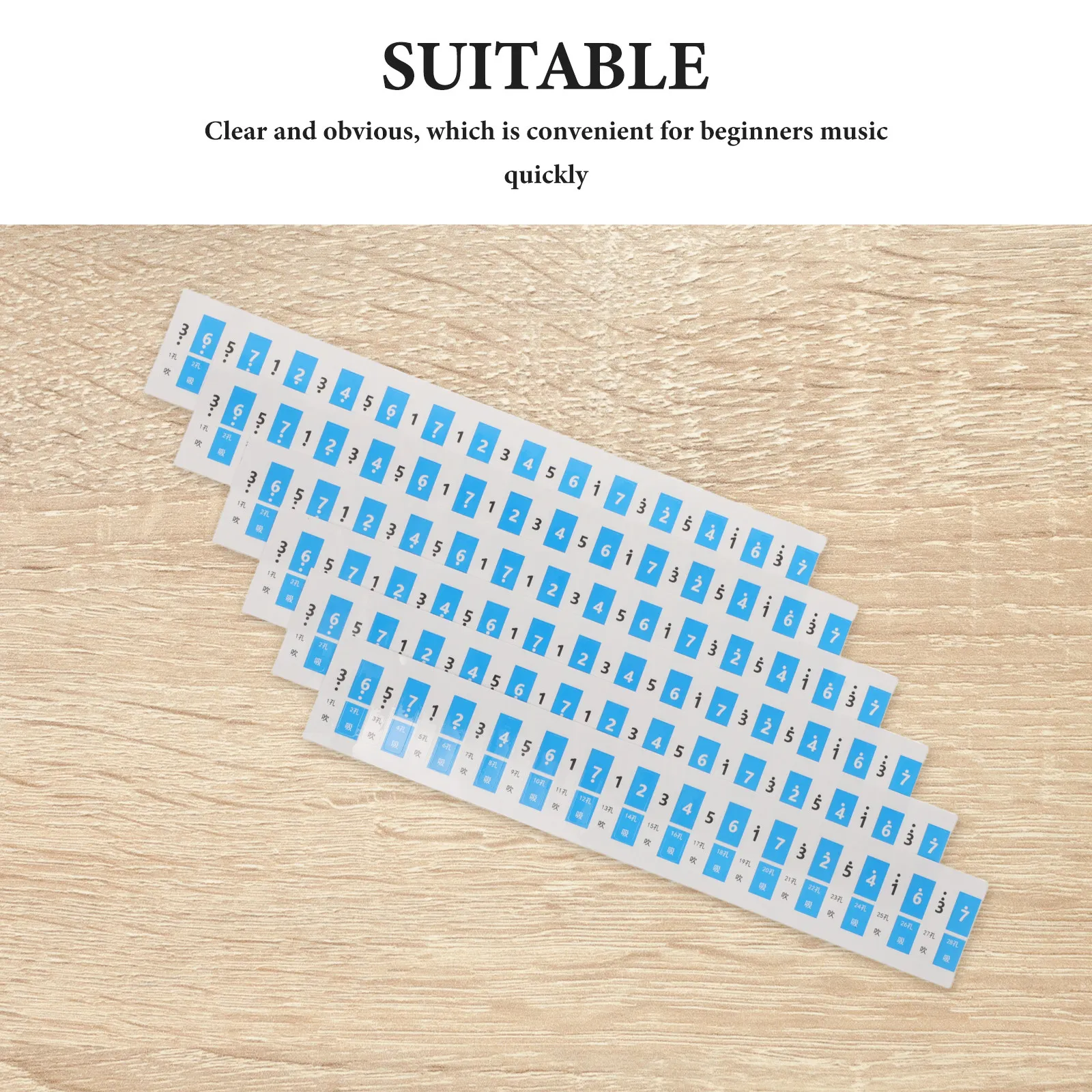 60Pcs Harmonica Note Stickers Easy Apply Removable Key Labels for 24-Hole 28-Hole C Key Harmonica Beginner Learning Musical