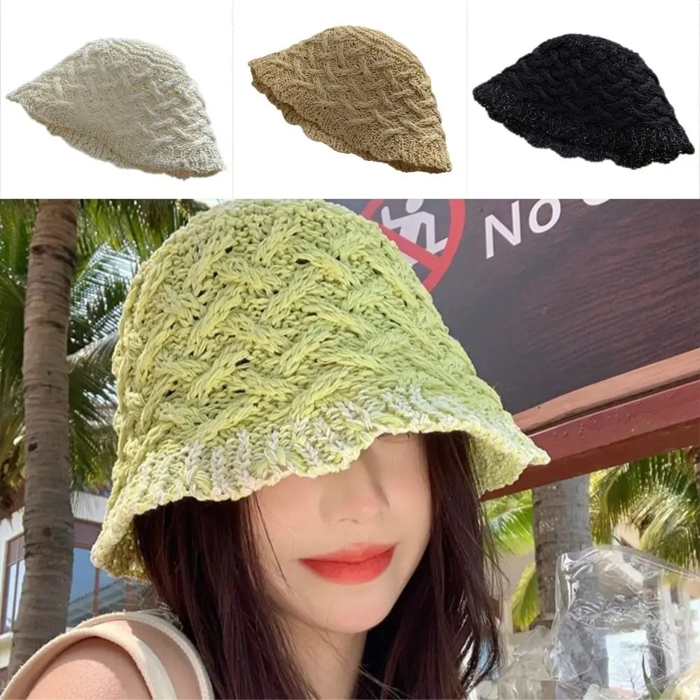 Face Revealing Small Fisherman Hat Versatile Sun Protection Handmade Basin Hat Foldable Bell Shaped Straw Hat Travel