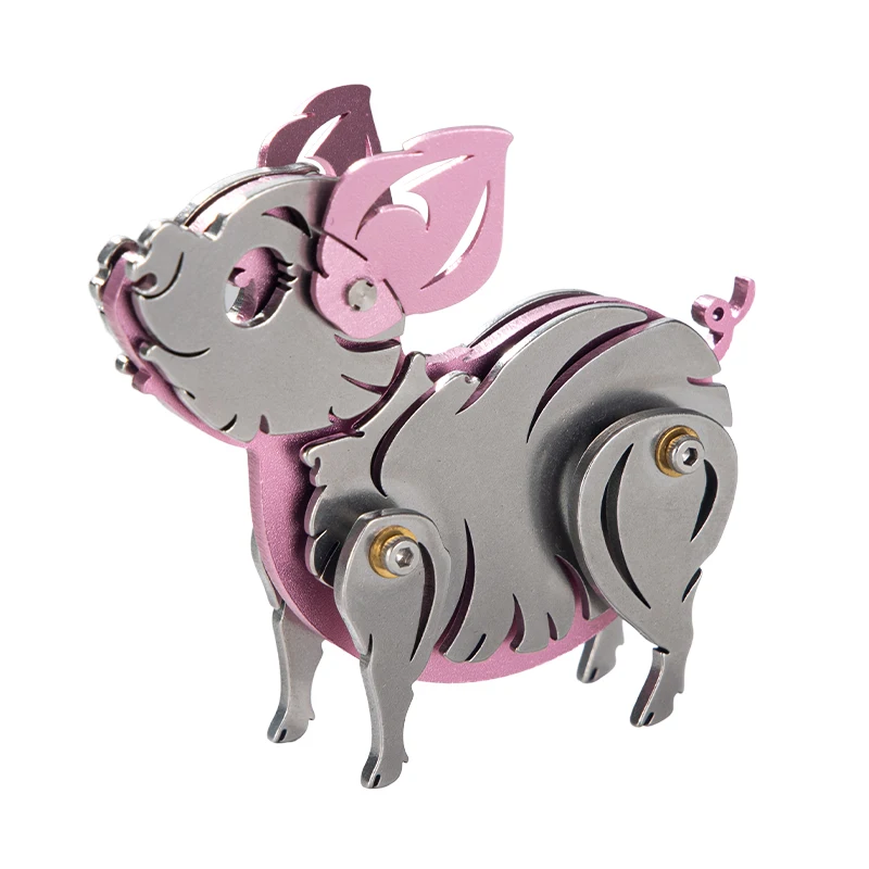 MOKR  Animal Color 3D Metal Puzzle Pig Gift And Toys Puzzle For Kids Adults Learning Education  DIY Jigsaw Model