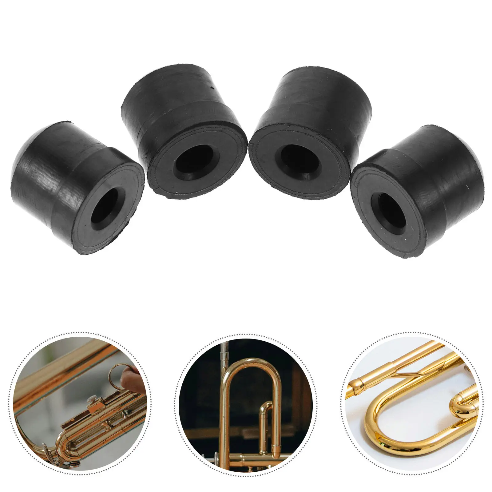 4Pcs Trombone Rubber Protectors Black Anti-Slip Stable Performance Shock Absorption Trombone Accessories Musical Instrument