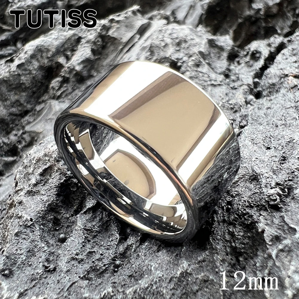 TUTISS 10mm 12mm Big Tungsten Wedding Band Men Women Forever Love Shiny Ring Comfort Fit