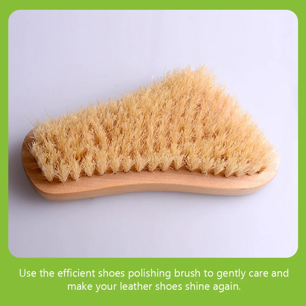 

2pcs Bristle Shoe Brush Wood H White Pig Hair Compact Easy Storage Shoe Polishing Kit Boot Cleaning Tool