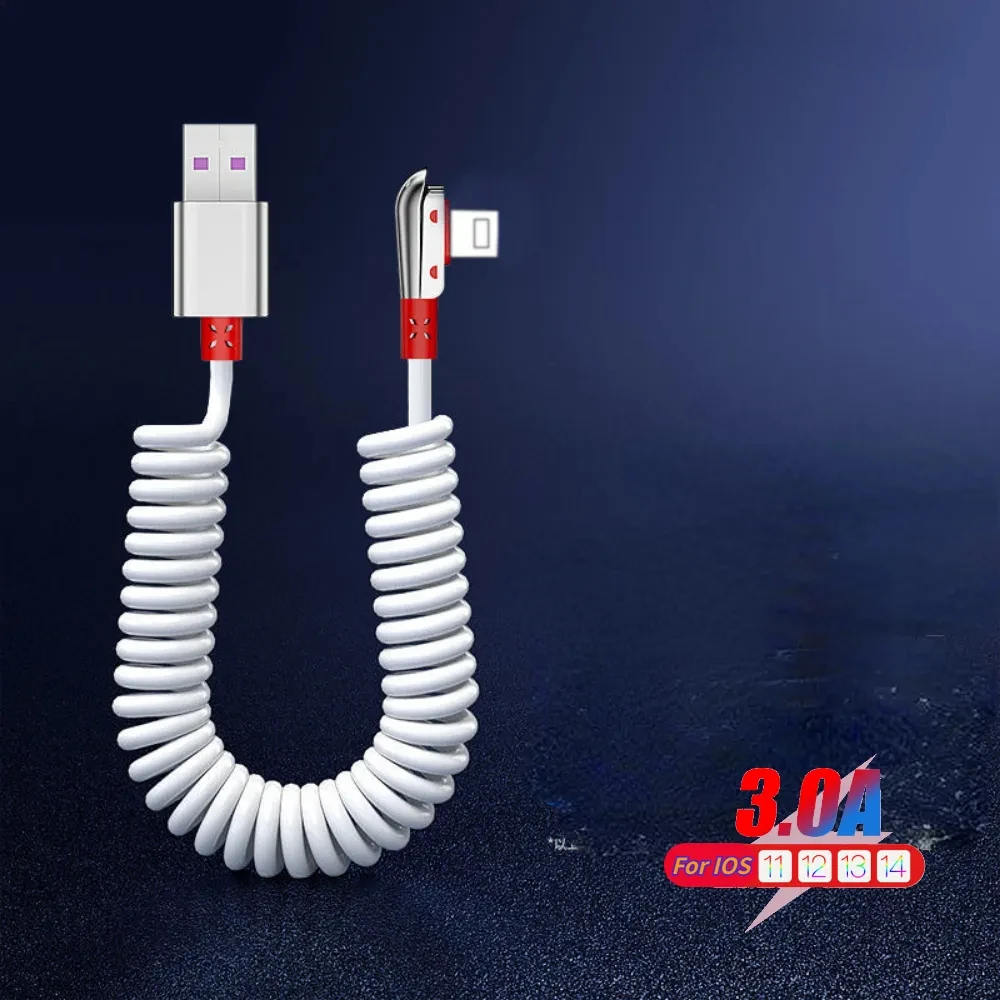 Kabel USB pengisian daya cepat untuk iPhone, kabel Data ponsel Musim Semi 3A, kabel pengisian daya Cepat 1.8m, kabel Data ponsel untuk iPhone 14 13 12 11 Pro Max XS XR X