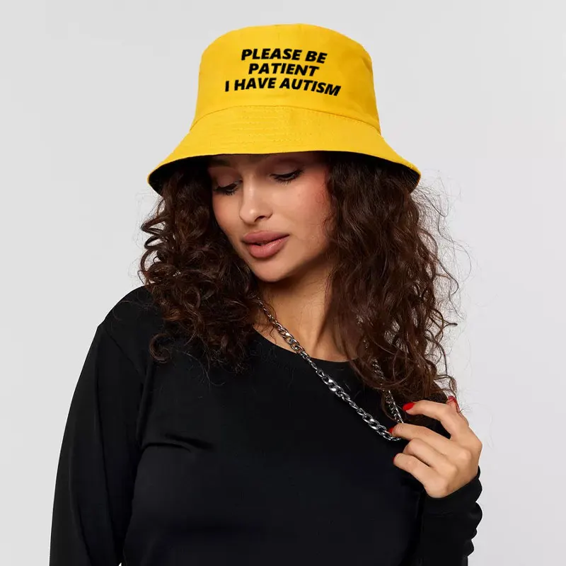 Please Be Patient I Have Autism Letter Print Bucket Hat Men Women Fisherman Hats Summer Outdoor Hunting Fishing Cap for Boy Girl