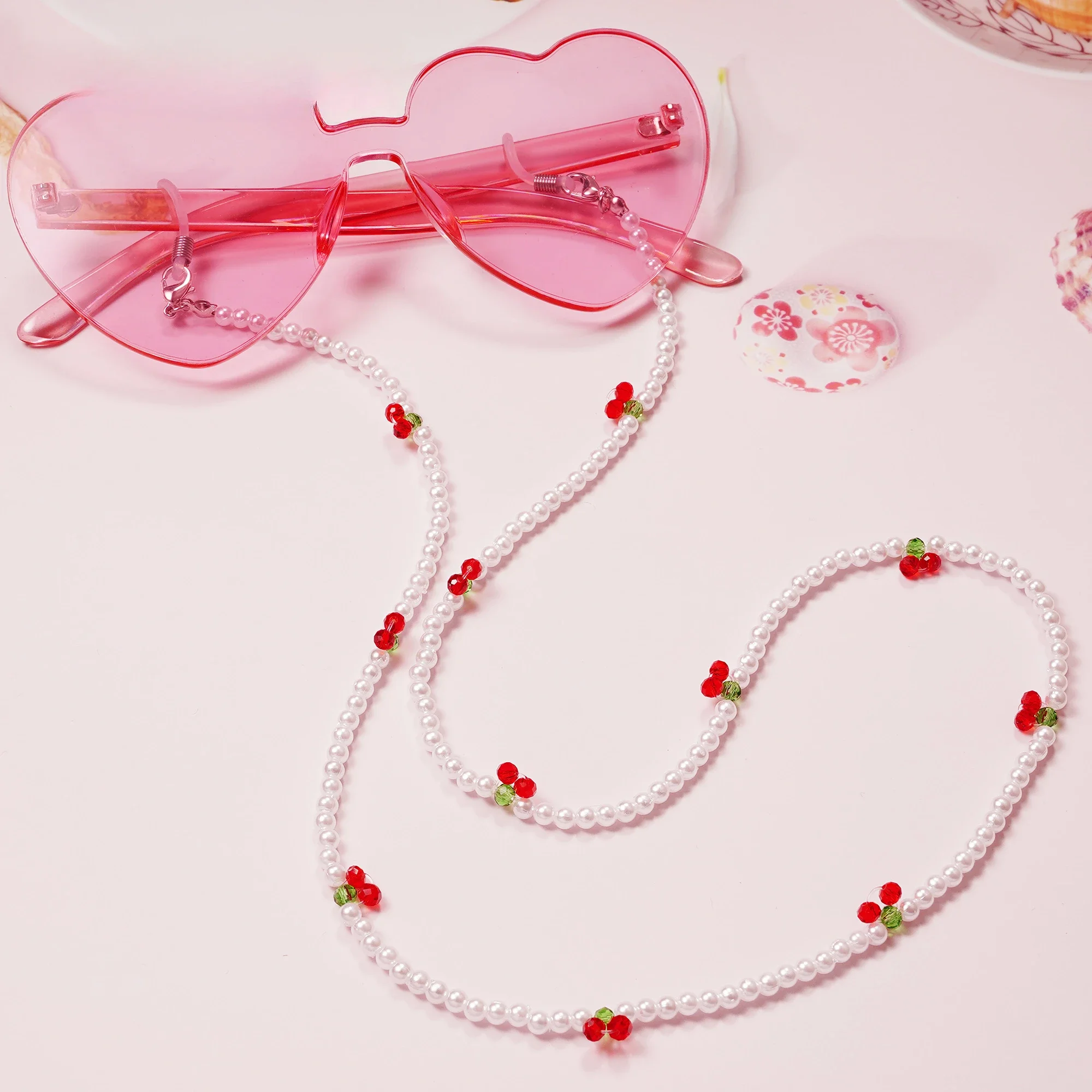 Fashion Transparent Crystal Glasses Chains for Woman Gril Crystal Black Beads Eyeglasses Necklace Metal Sunglasses Cord Lanyard