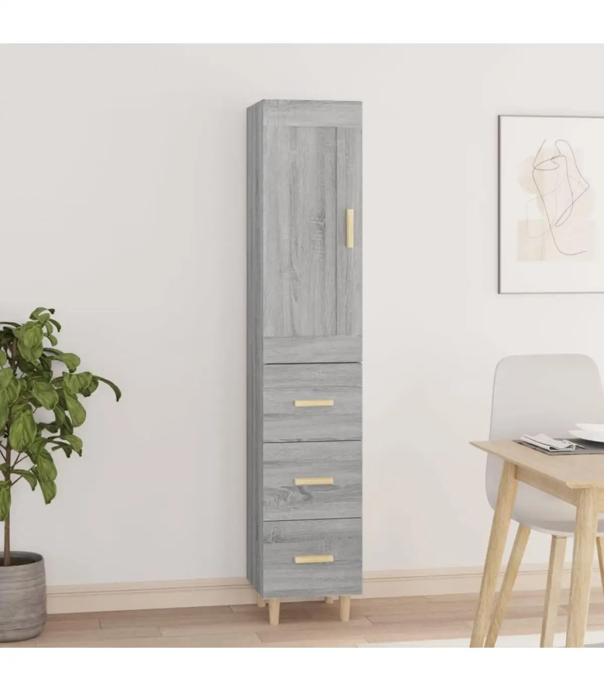 Sonoma 35x34x180 cm gray plywood sideboard