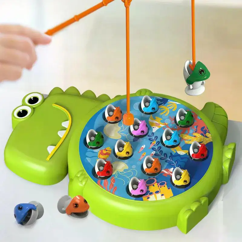 Dinosaur Simple Magnetic Fishing Toys Play Rod Game Toys for Children Baby Montessori with Rod Kids Educational Rotating Gift