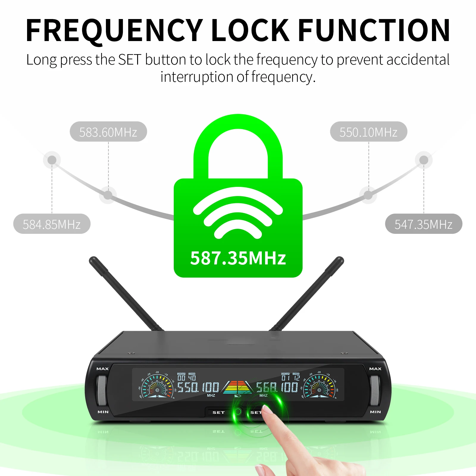 XTUGA Rechargeable WIreless Microphone System Handheld Micr U-260 Digital Professional UHF Wireless Microphone For Singing