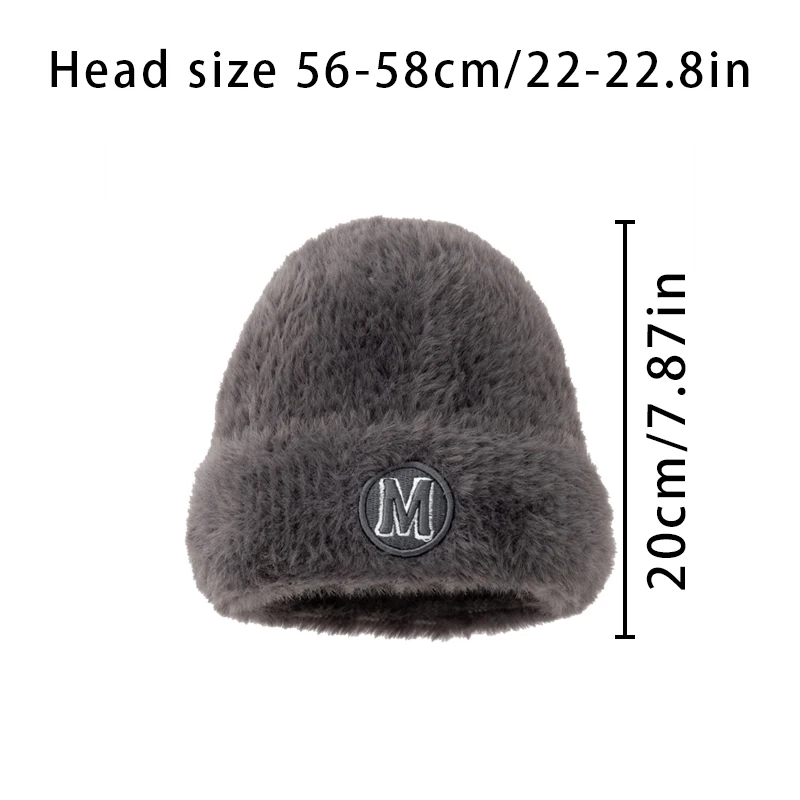 Autumn and winter new women\'s hat plush letters wool cap warm knitted cap padded caps solid color velvet cap